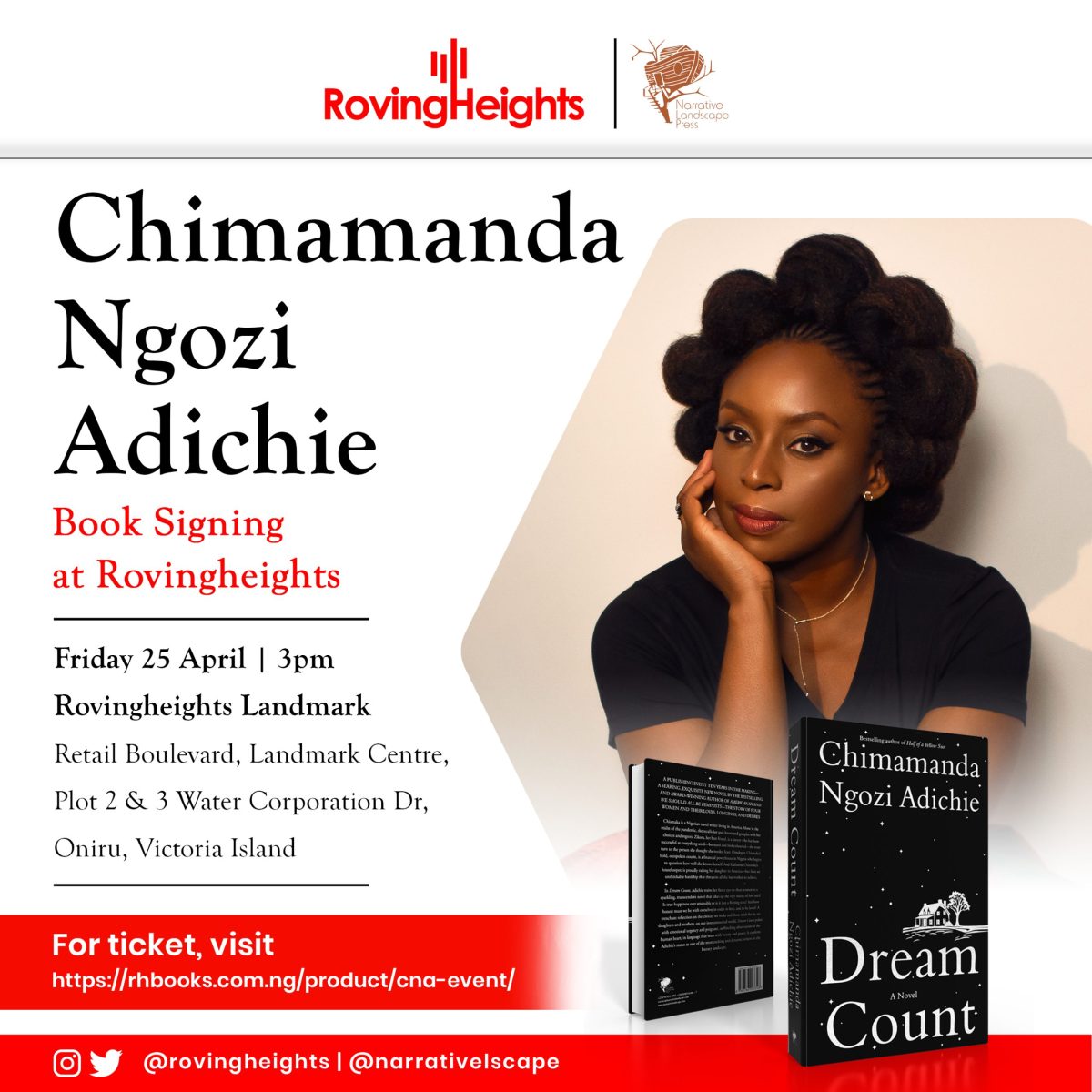 Chimamanda Ngozi Adichie Book Signing Ticket-Lagos, Nigeria