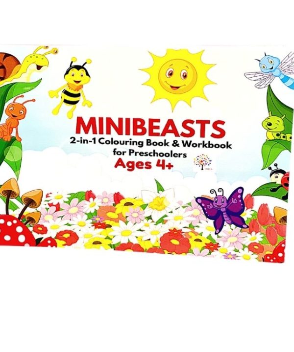 Minibeasts: 2 in 1 colouring book and workbook for preschoolers